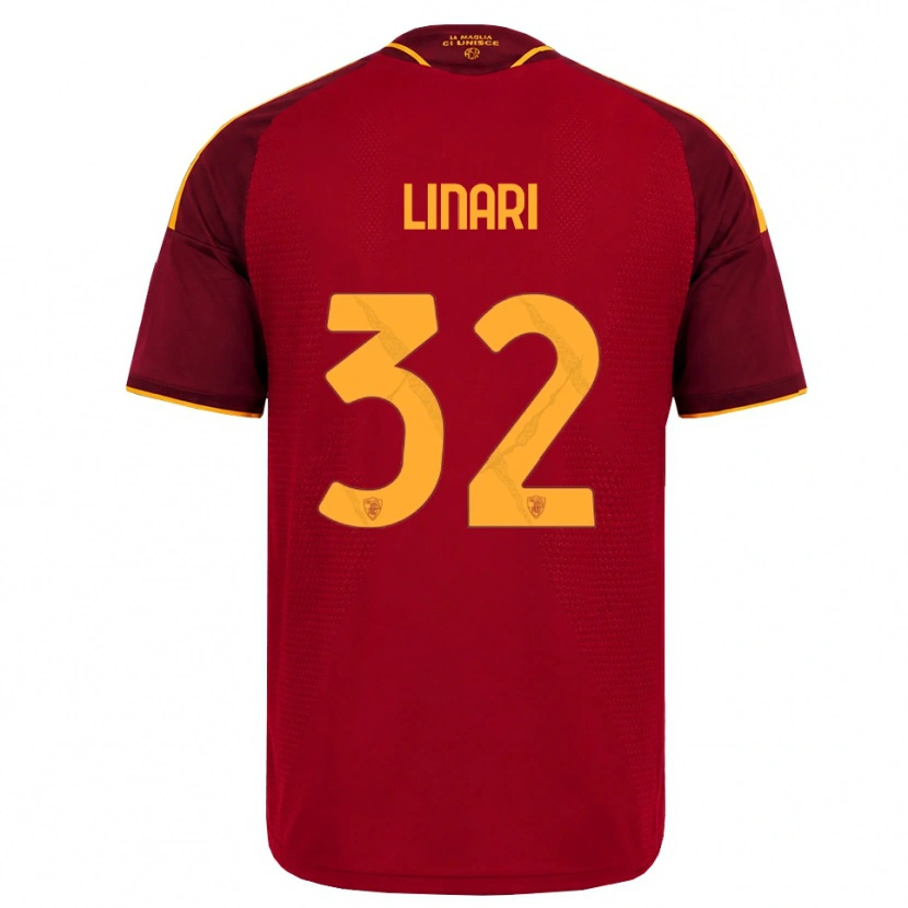 Danxen Kinderen Elena Linari #32 Rood Gouden Geel Thuisshirt Thuistenue 2026/27 T-Shirt België