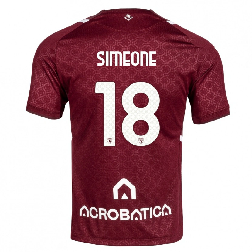 Danxen Kinderen Giovanni Simeone #18 Bordeauxrood Wit Thuisshirt Thuistenue 2026/27 T-Shirt België