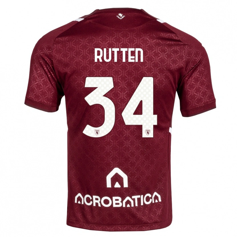 Danxen Kinderen Jill Rutten #34 Bordeauxrood Wit Thuisshirt Thuistenue 2026/27 T-Shirt België