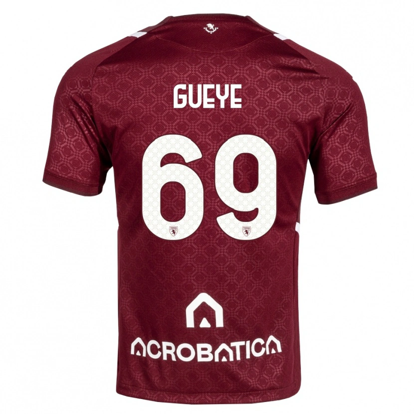 Danxen Kinderen Ousmane Gueye #69 Bordeauxrood Wit Thuisshirt Thuistenue 2026/27 T-Shirt België