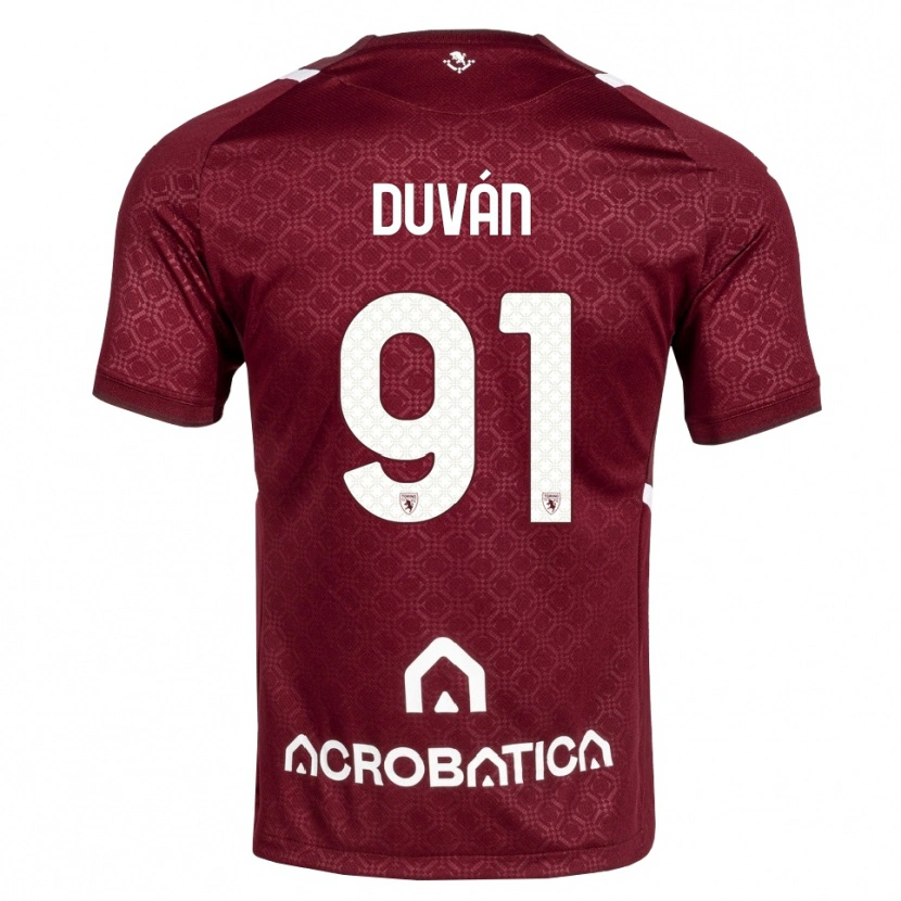 Danxen Kinderen Duván Zapata #91 Bordeauxrood Wit Thuisshirt Thuistenue 2026/27 T-Shirt België