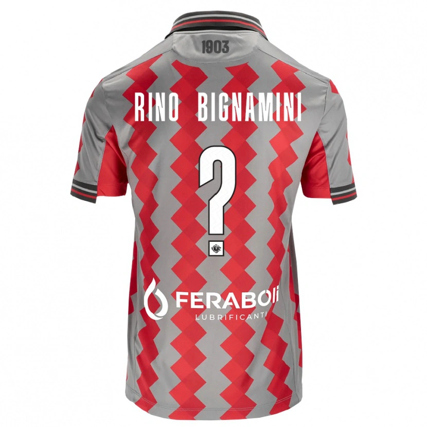 Danxen Kinderen Filippo Rino Bignamini #0 Grijs Rood Wit Thuisshirt Thuistenue 2026/27 T-Shirt België