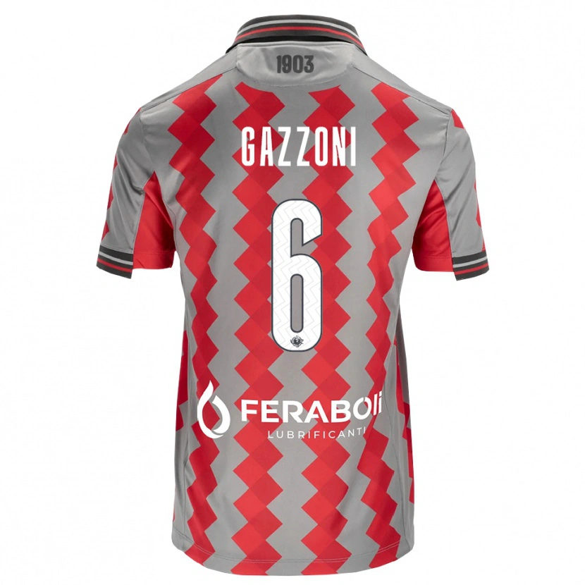 Danxen Kinderen Matteo Gazzoni #6 Grijs Rood Wit Thuisshirt Thuistenue 2026/27 T-Shirt België