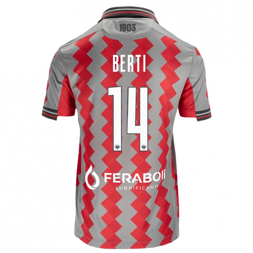 Danxen Kinderen Tommaso Berti #14 Grijs Rood Wit Thuisshirt Thuistenue 2026/27 T-Shirt België