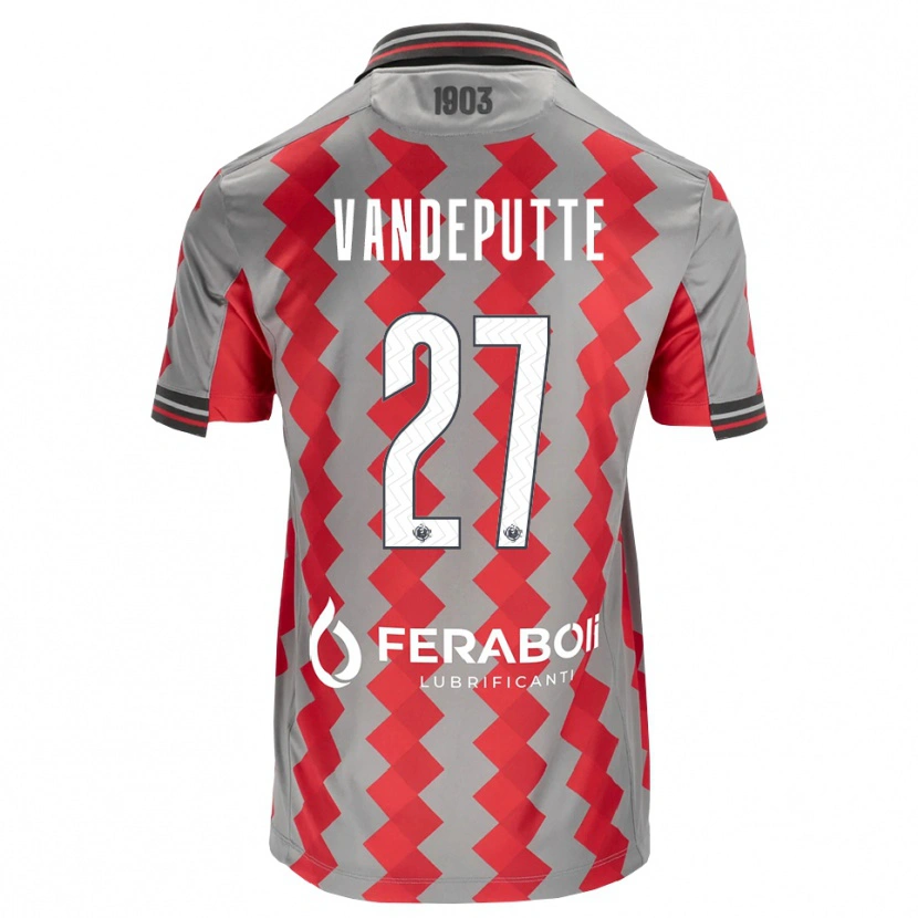 Danxen Kinderen Jari Vandeputte #27 Grijs Rood Wit Thuisshirt Thuistenue 2026/27 T-Shirt België
