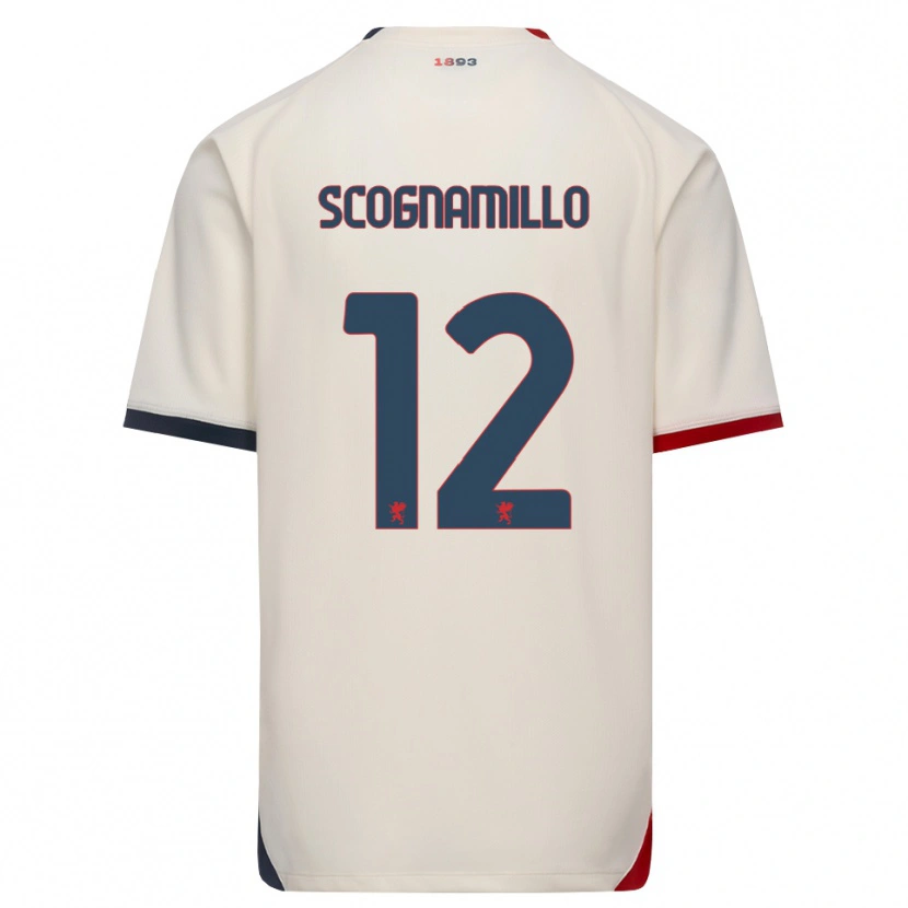 Danxen Kinderen Andrea Scognamillo #12 Off-White Rood Uitshirt Uittenue 2026/27 T-Shirt België