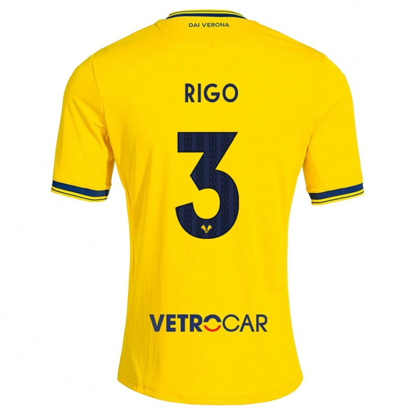 Danxen Kinderen Mattia Rigo #3 Geel Rood Uitshirt Uittenue 2026/27 T-Shirt België