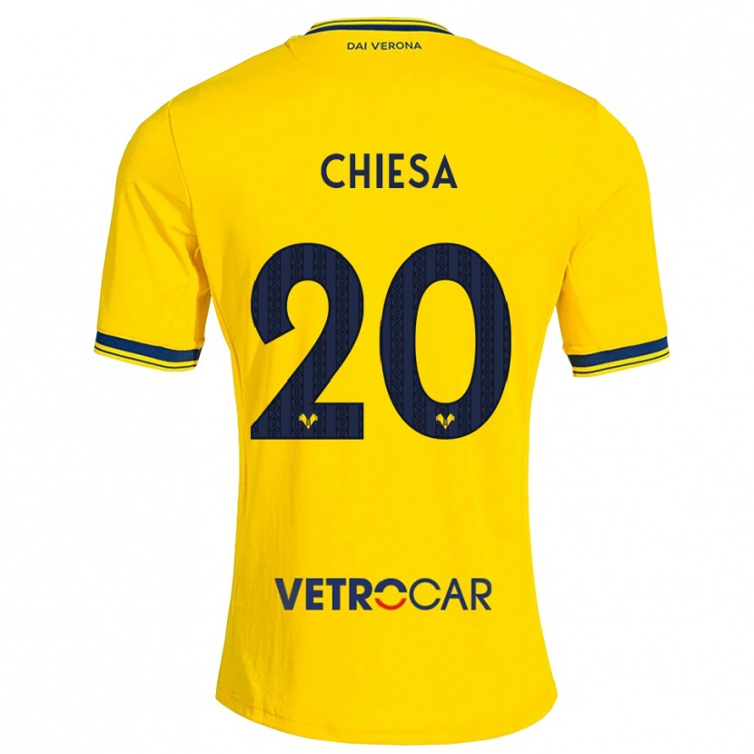 Danxen Kinderen Mattia Chiesa #20 Geel Rood Uitshirt Uittenue 2026/27 T-Shirt België