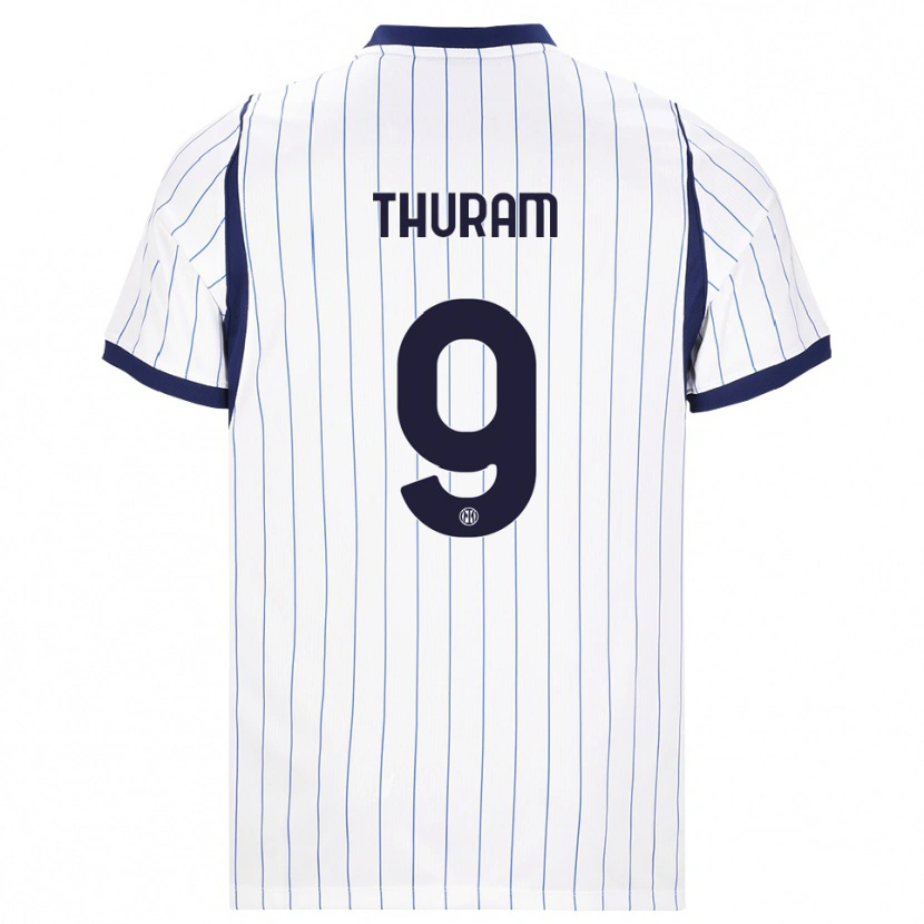 Danxen Kinderen Marcus Thuram #9 Wit Marineblauw Uitshirt Uittenue 2026/27 T-Shirt België