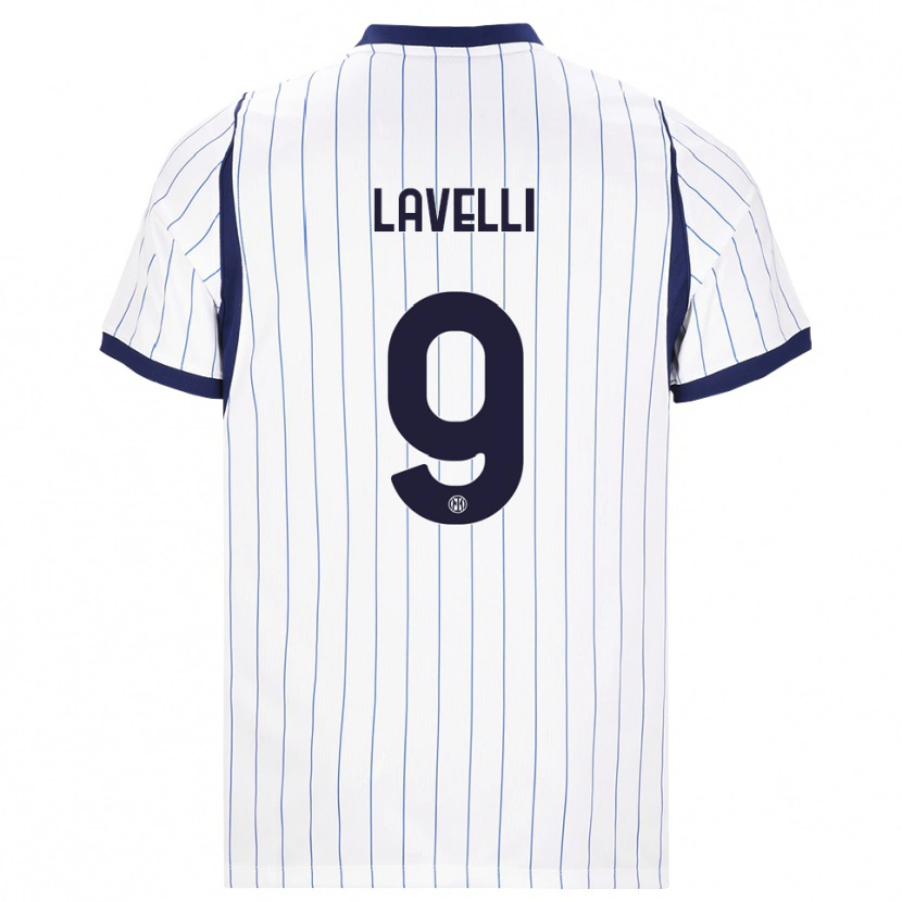 Danxen Kinderen Matteo Lavelli #9 Wit Marineblauw Uitshirt Uittenue 2026/27 T-Shirt België