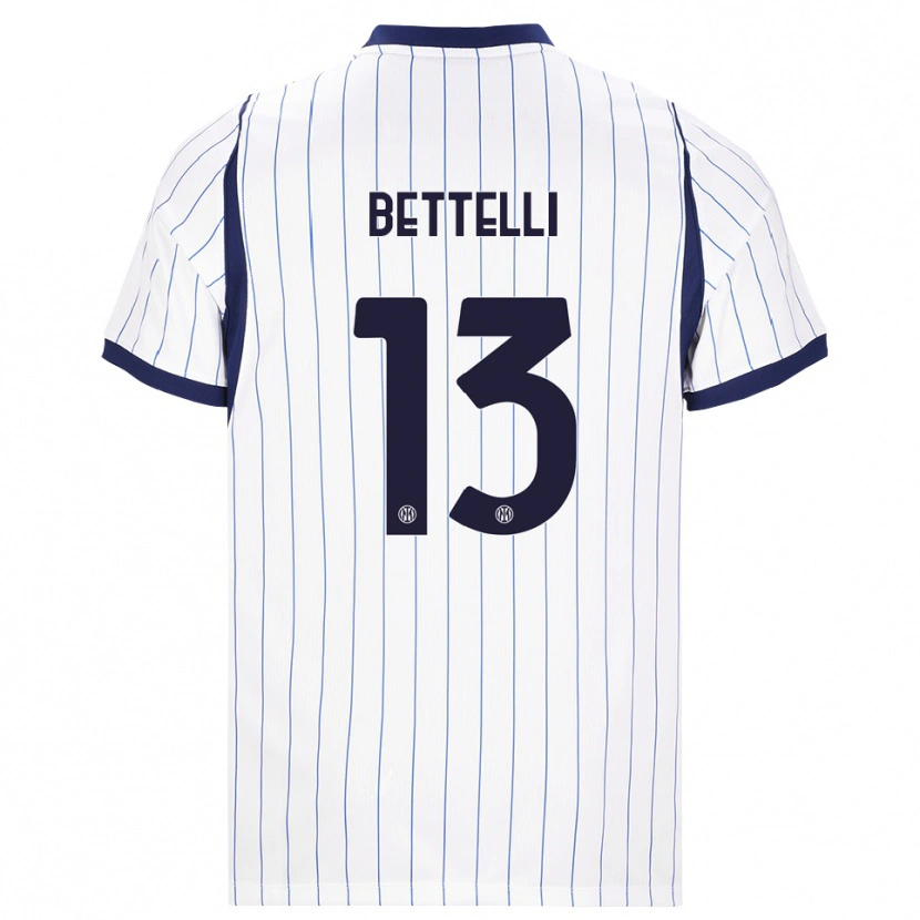 Danxen Kinderen Luca Bettelli #13 Wit Marineblauw Uitshirt Uittenue 2026/27 T-Shirt België
