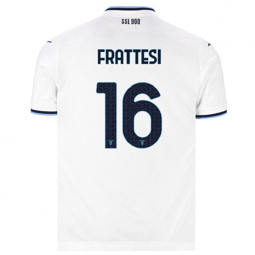 Danxen Kinderen Davide Frattesi #16 Wit Marineblauw Uitshirt Uittenue 2026/27 T-Shirt België