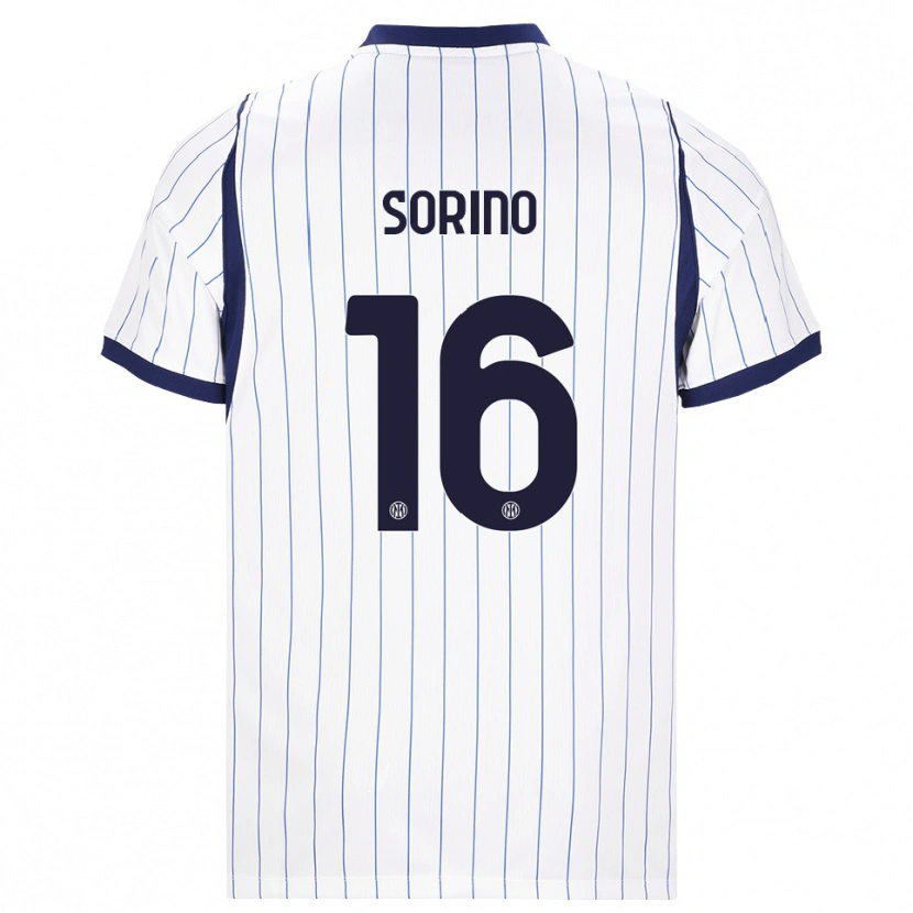 Danxen Kinderen Davide Sorino #16 Wit Marineblauw Uitshirt Uittenue 2026/27 T-Shirt België