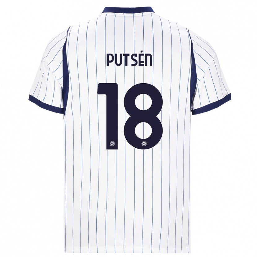 Danxen Kinderen Dino Putsén #18 Wit Marineblauw Uitshirt Uittenue 2026/27 T-Shirt België