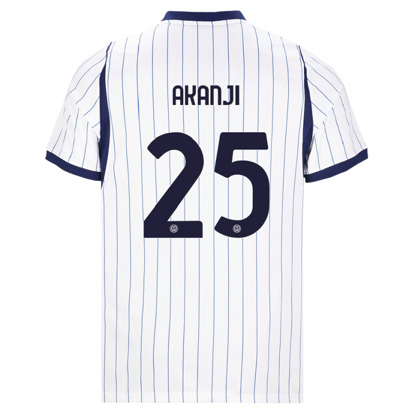 Danxen Kinderen Manuel Akanji #25 Wit Marineblauw Uitshirt Uittenue 2026/27 T-Shirt België