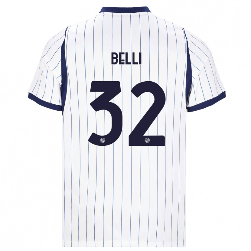 Danxen Kinderen Elena Belli #32 Wit Marineblauw Uitshirt Uittenue 2026/27 T-Shirt België