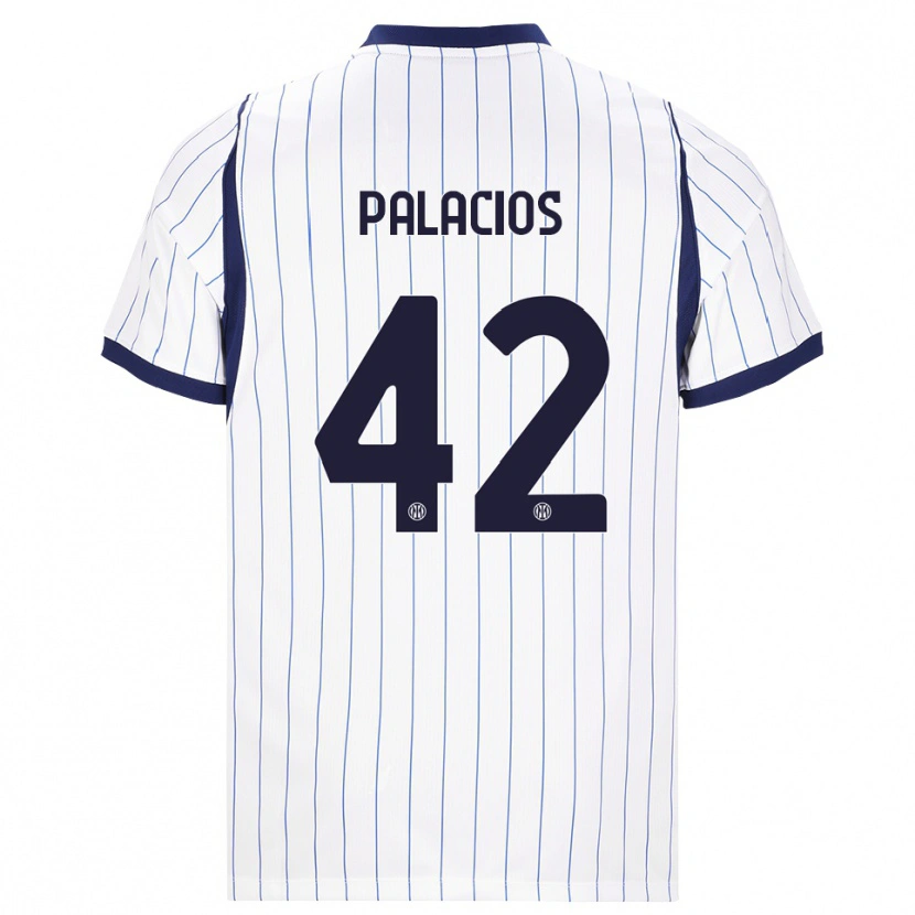 Danxen Kinderen Tomás Palacios #42 Wit Marineblauw Uitshirt Uittenue 2026/27 T-Shirt België