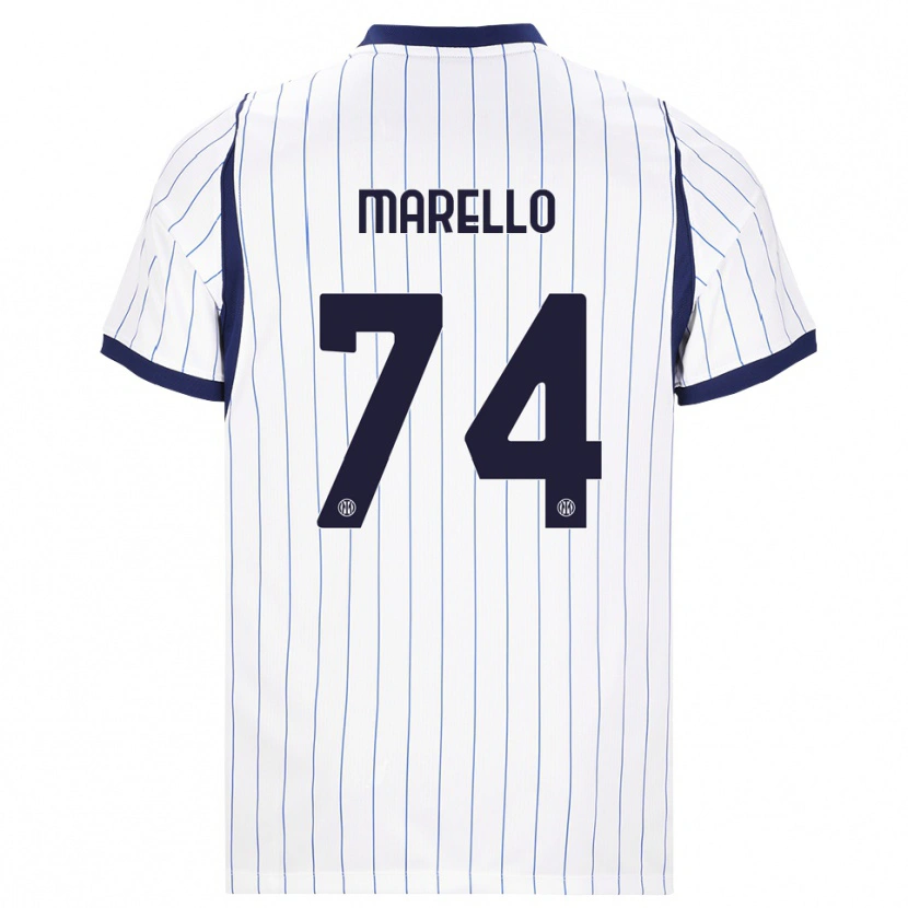 Danxen Kinderen Mattia Marello #74 Wit Marineblauw Uitshirt Uittenue 2026/27 T-Shirt België