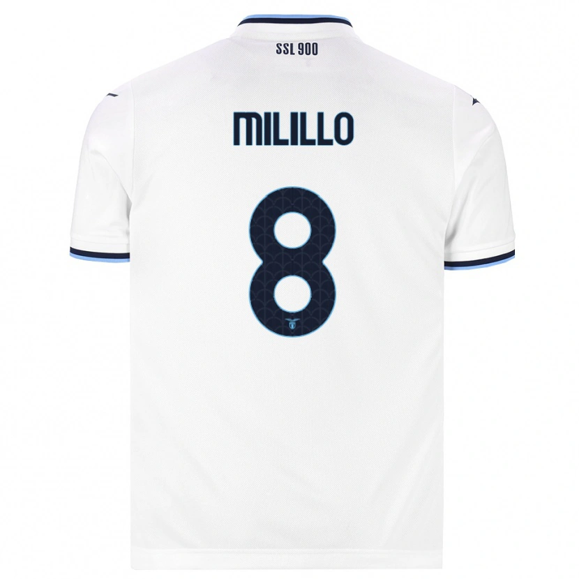 Danxen Kinderen Flavio Milillo #8 Wit Marineblauw Uitshirt Uittenue 2026/27 T-Shirt België