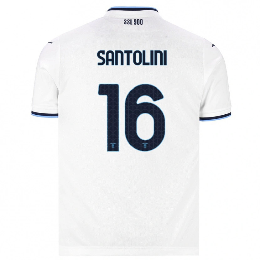 Danxen Kinderen Emanuele Santolini #16 Wit Marineblauw Uitshirt Uittenue 2026/27 T-Shirt België
