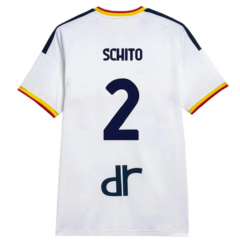 Danxen Kinderen Andrea Schito #2 Wit Geel Rood Uitshirt Uittenue 2026/27 T-Shirt België