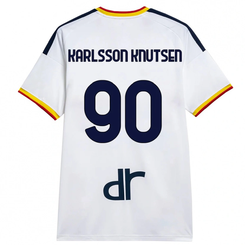 Danxen Kinderen Storm Karlsson Knutsen #90 Wit Geel Rood Uitshirt Uittenue 2026/27 T-Shirt België