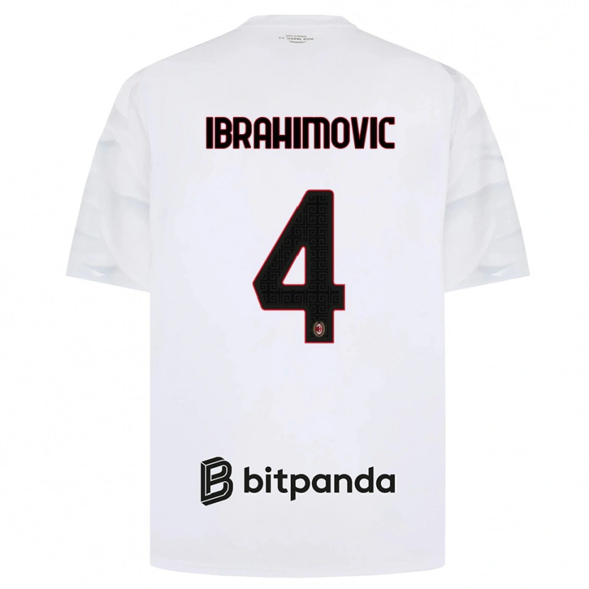 Danxen Kinderen Vincent Ibrahimović #4 Wit Rood Zwart Uitshirt Uittenue 2026/27 T-Shirt België