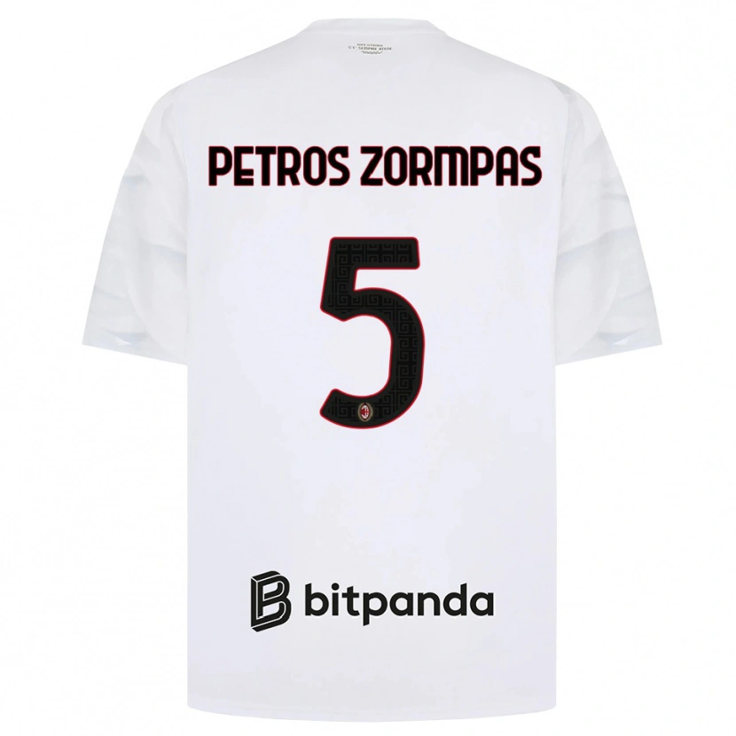Danxen Kinderen Spyridon Petros Zorbas #5 Wit Rood Zwart Uitshirt Uittenue 2026/27 T-Shirt België