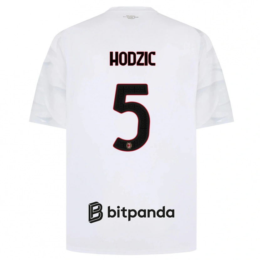 Danxen Kinderen Demirel Hodzic #5 Wit Rood Zwart Uitshirt Uittenue 2026/27 T-Shirt België