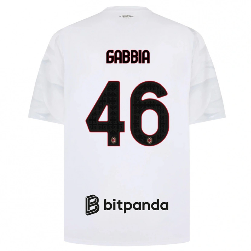 Danxen Kinderen Matteo Gabbia #46 Wit Rood Zwart Uitshirt Uittenue 2026/27 T-Shirt België