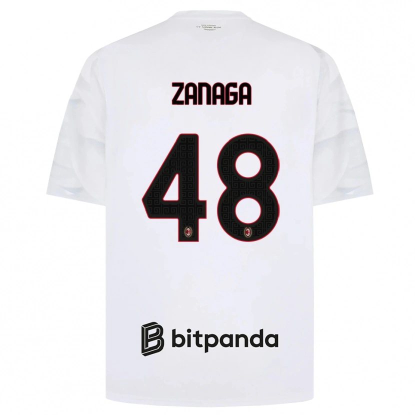 Danxen Kinderen Edoardo Zanaga #48 Wit Rood Zwart Uitshirt Uittenue 2026/27 T-Shirt België