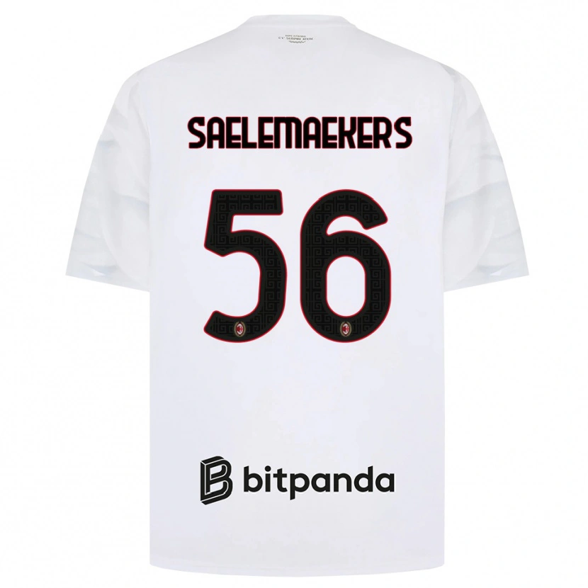 Danxen Kinderen Alexis Saelemaekers #56 Wit Rood Zwart Uitshirt Uittenue 2026/27 T-Shirt België