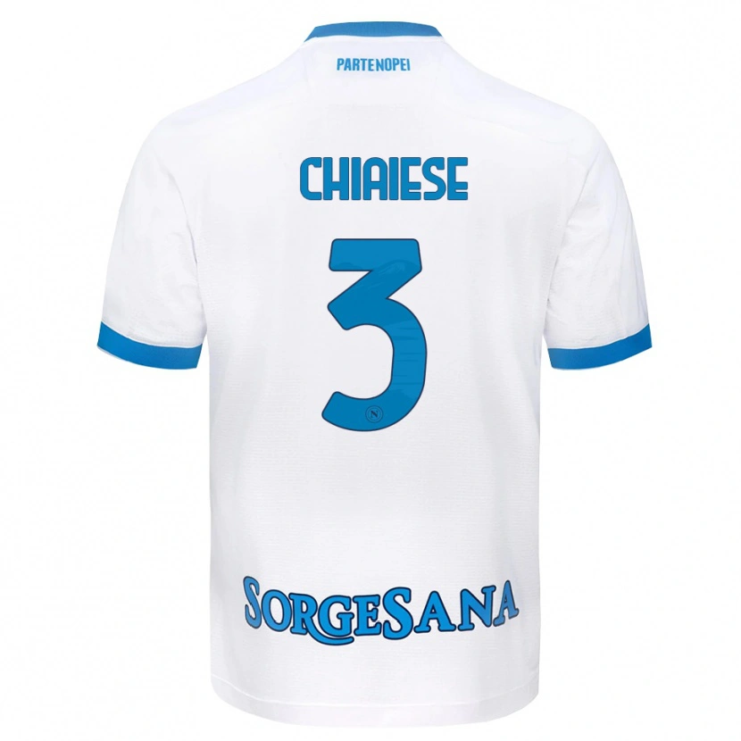 Danxen Kinderen Riccardo Chiaiese #3 Wit Hemelsblauw Uitshirt Uittenue 2026/27 T-Shirt België