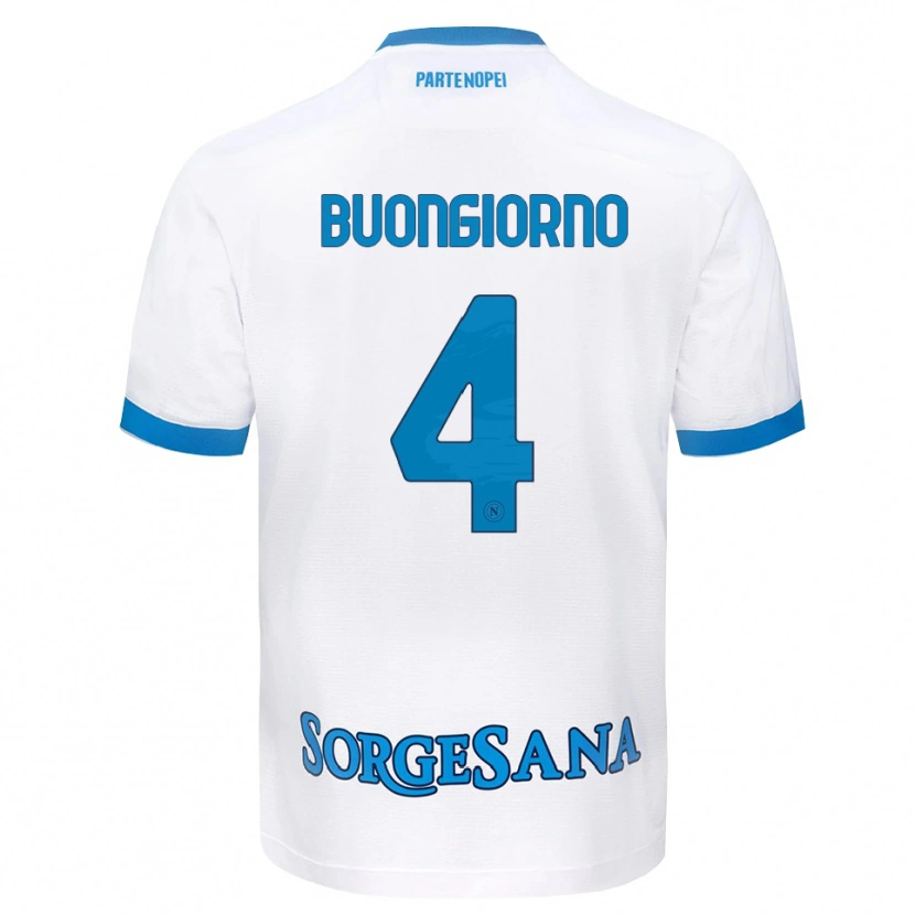 Danxen Kinderen Alessandro Buongiorno #4 Wit Hemelsblauw Uitshirt Uittenue 2026/27 T-Shirt België