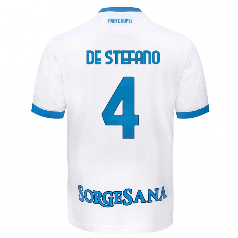 Danxen Kinderen Francesco De Stefano #4 Wit Hemelsblauw Uitshirt Uittenue 2026/27 T-Shirt België