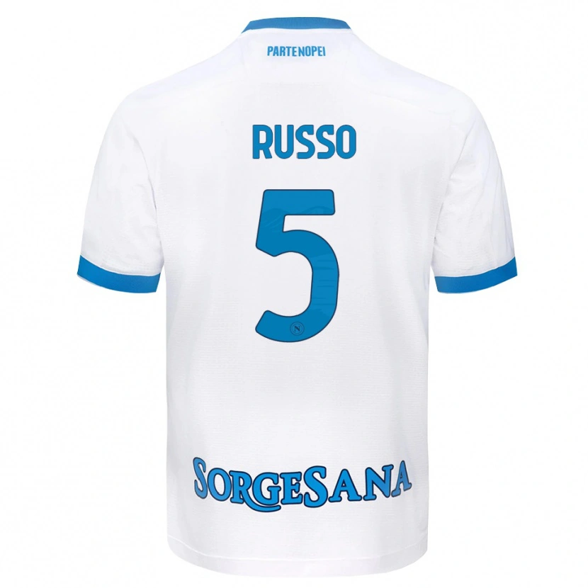 Danxen Kinderen Lorenzo Russo #5 Wit Hemelsblauw Uitshirt Uittenue 2026/27 T-Shirt België