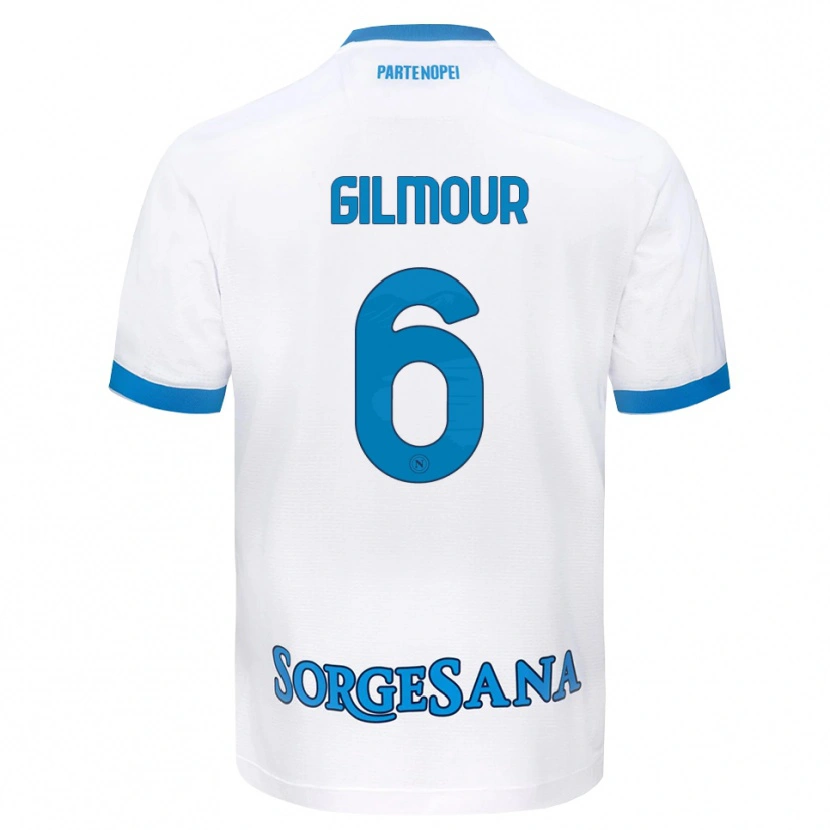 Danxen Kinderen Billy Gilmour #6 Wit Hemelsblauw Uitshirt Uittenue 2026/27 T-Shirt België