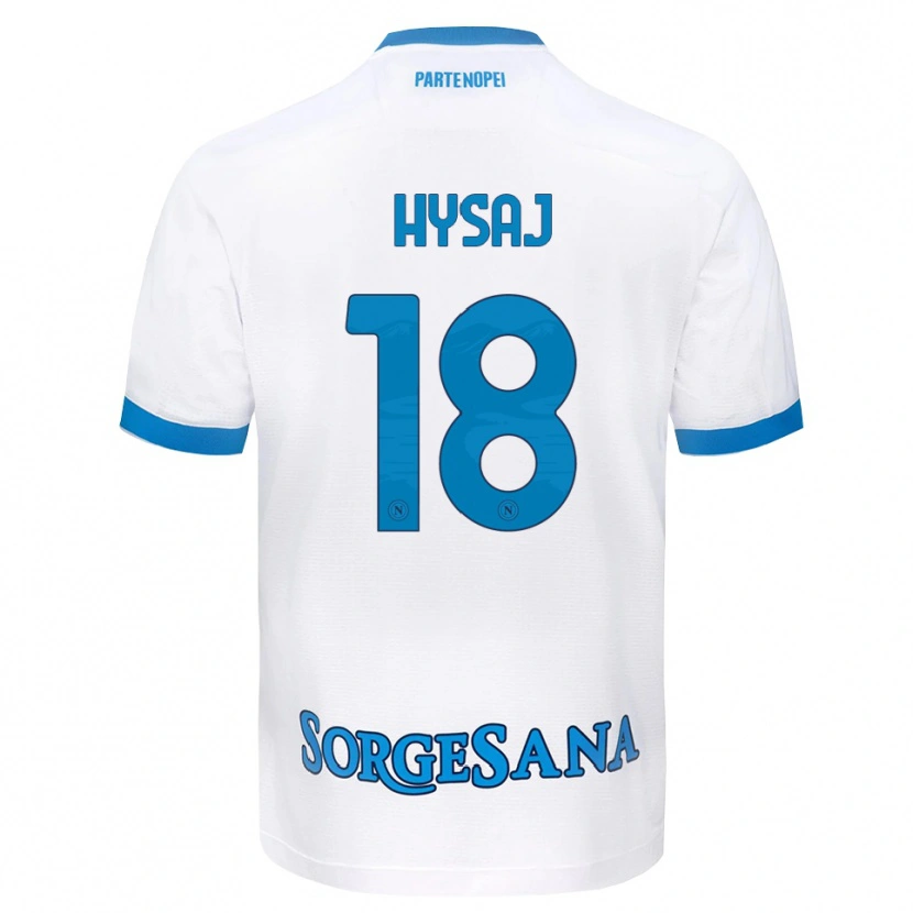 Danxen Kinderen Daniel Hysaj #18 Wit Hemelsblauw Uitshirt Uittenue 2026/27 T-Shirt België