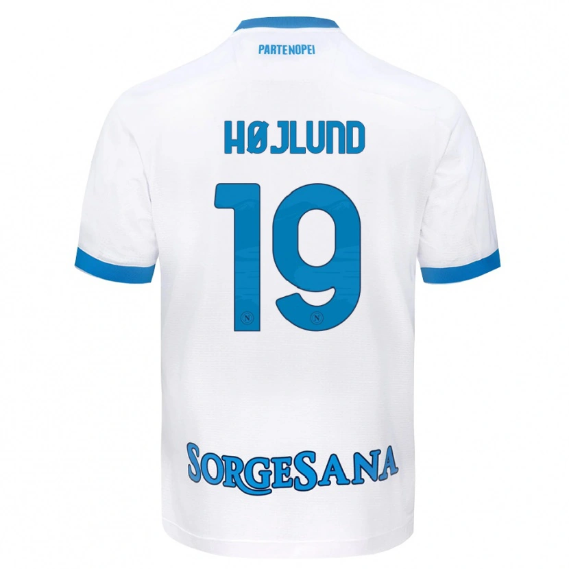 Danxen Kinderen Rasmus Højlund #19 Wit Hemelsblauw Uitshirt Uittenue 2026/27 T-Shirt België