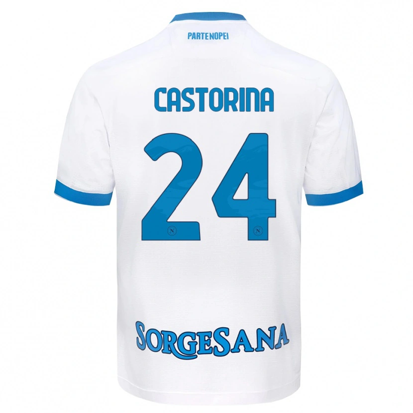 Danxen Kinderen Alessandro Castorina #24 Wit Hemelsblauw Uitshirt Uittenue 2026/27 T-Shirt België