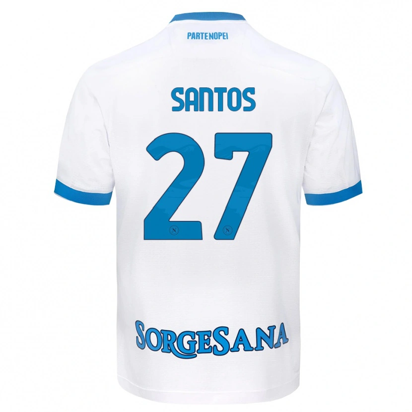 Danxen Kinderen Alisson Santos #27 Wit Hemelsblauw Uitshirt Uittenue 2026/27 T-Shirt België