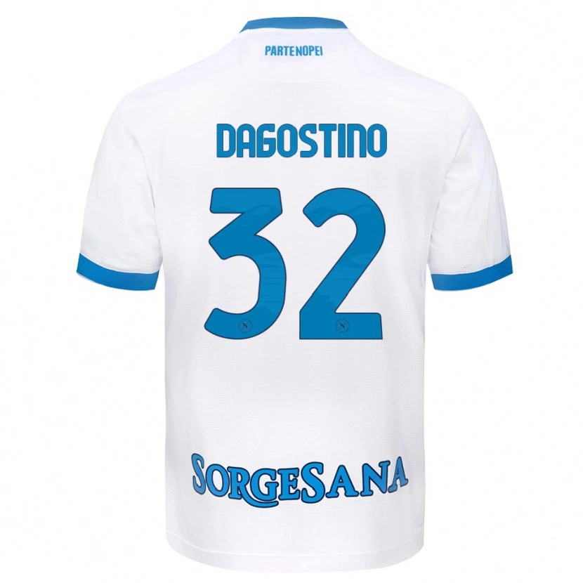 Danxen Kinderen Giuseppe Dagostino #32 Wit Hemelsblauw Uitshirt Uittenue 2026/27 T-Shirt België