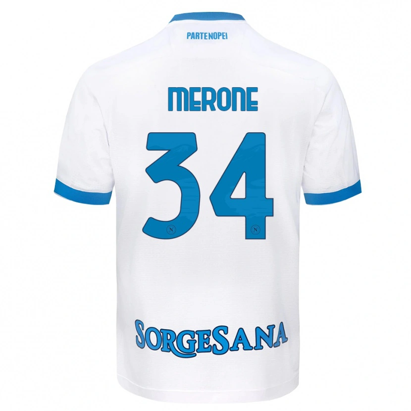 Danxen Kinderen Alessandro Merone #34 Wit Hemelsblauw Uitshirt Uittenue 2026/27 T-Shirt België