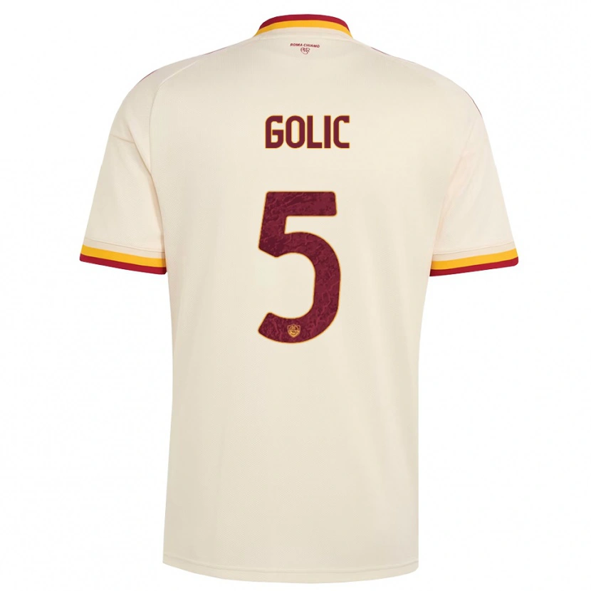 Danxen Kinderen Lovro Golic #5 Champagne Rood Geel Uitshirt Uittenue 2026/27 T-Shirt België