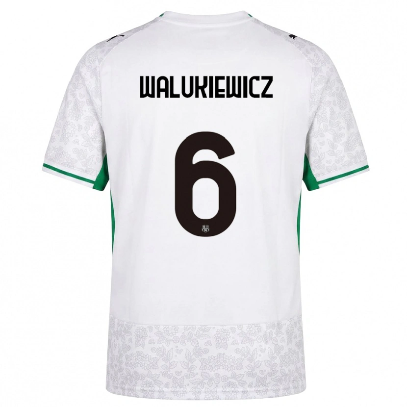 Danxen Kinderen Sebastian Walukiewicz #6 Wit Zwart Groen Uitshirt Uittenue 2026/27 T-Shirt België