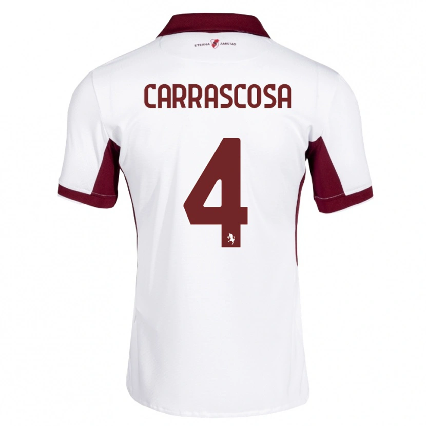 Danxen Kinderen Manuel Carrascosa #4 Bordeauxrood Wit Rood Uitshirt Uittenue 2026/27 T-Shirt België