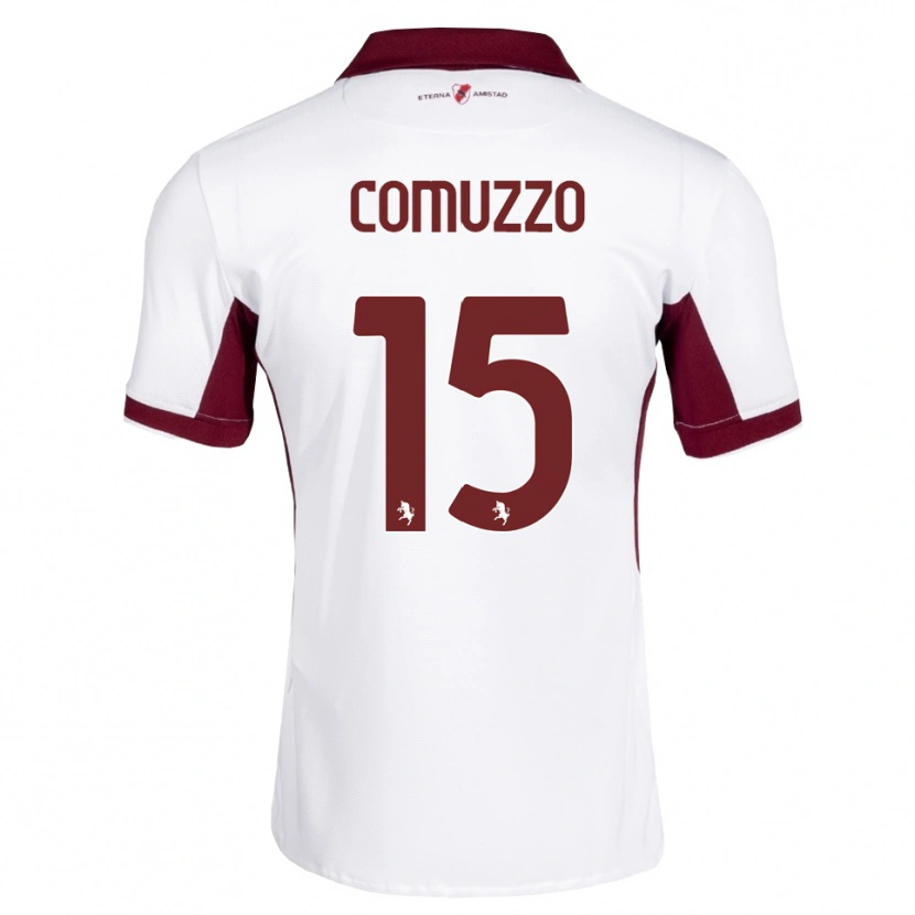 Danxen Kinderen Pietro Comuzzo #15 Bordeauxrood Wit Rood Uitshirt Uittenue 2026/27 T-Shirt België