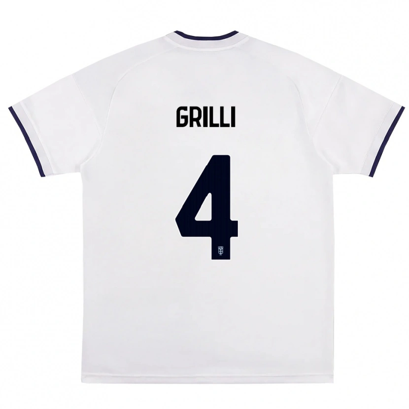 Danxen Kinderen Federico Grilli #4 Wit Rood Koninklijk Blauw Uitshirt Uittenue 2026/27 T-Shirt België