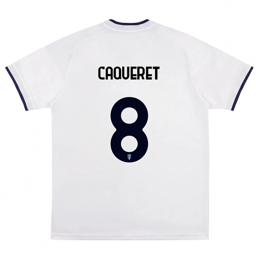 Danxen Kinderen Maxence Caqueret #8 Wit Rood Koninklijk Blauw Uitshirt Uittenue 2026/27 T-Shirt België