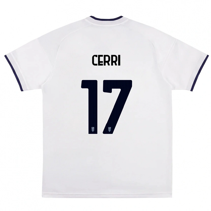 Danxen Kinderen Alberto Cerri #17 Wit Rood Koninklijk Blauw Uitshirt Uittenue 2026/27 T-Shirt België